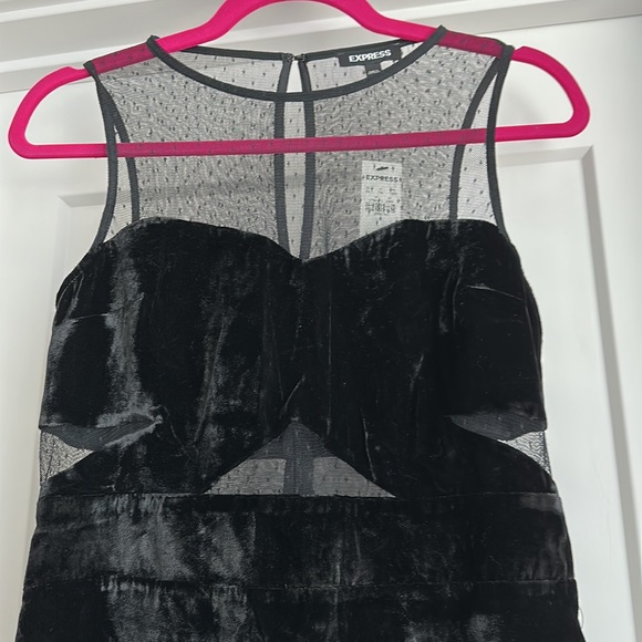 Express velvet sheer cutout mini dress - Picture 2 of 4